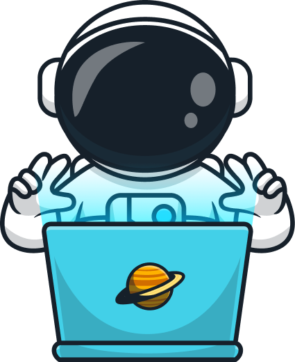 Astronaut typing on laptop