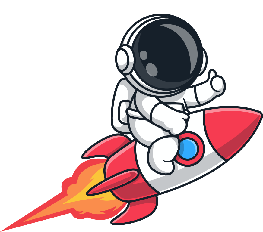 Astronaut riding a rocket