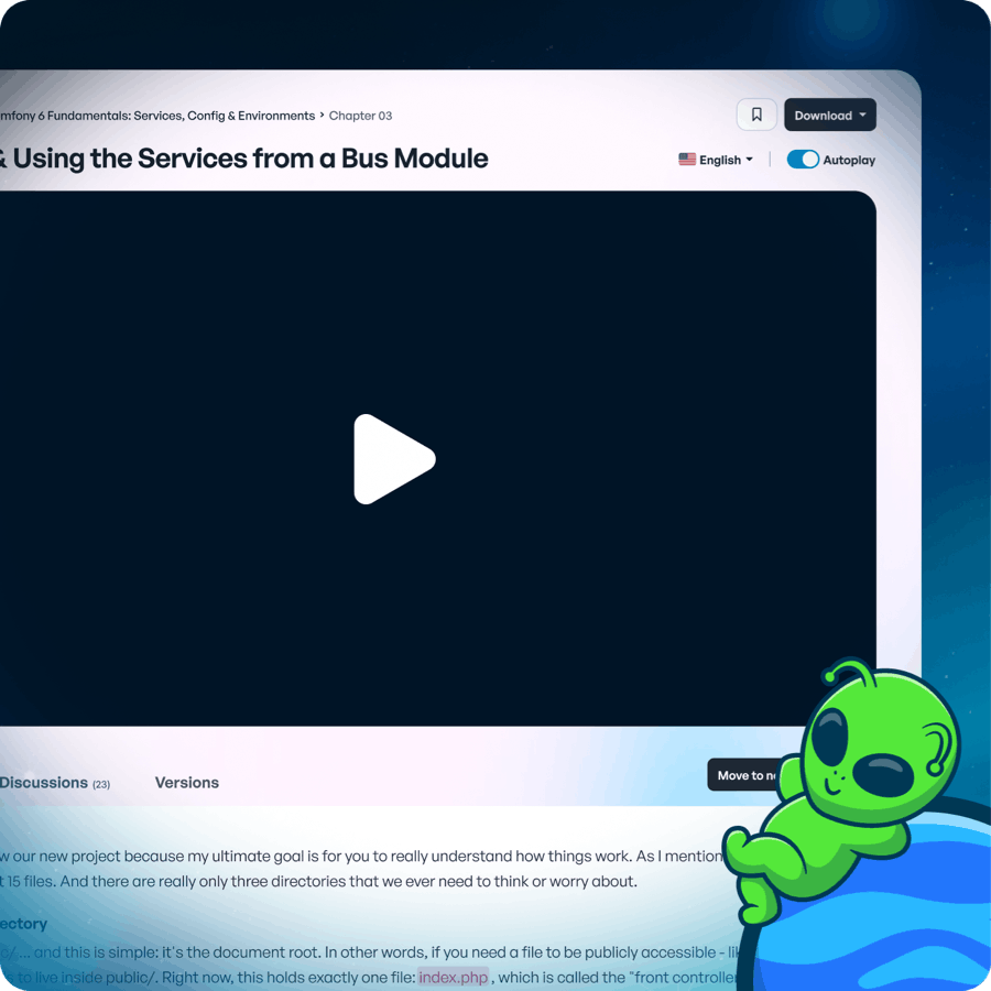 A sample of courses on SymfonyCasts